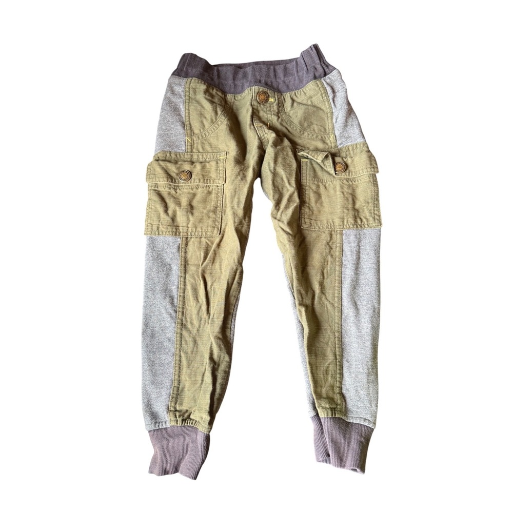 Bitz Kids Boys Mixed Media Cargo Jogger Pants Olive Green Grey Size 4-5 WOAS